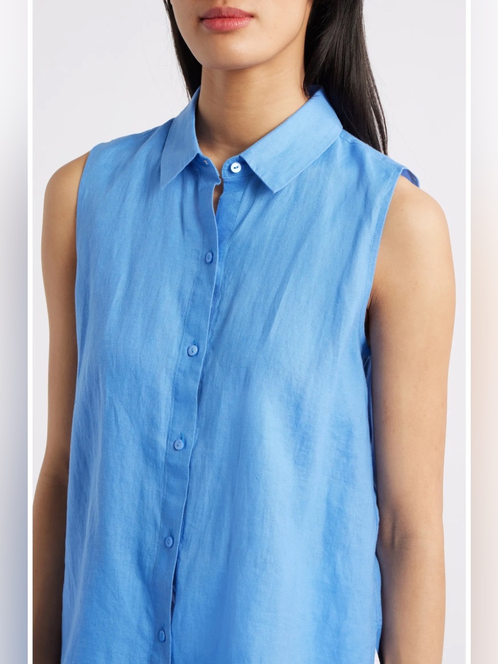 NWT Eileen Fisher Organic Handkerchief Linen Sleeveless Shirt - Picture 4 of 7